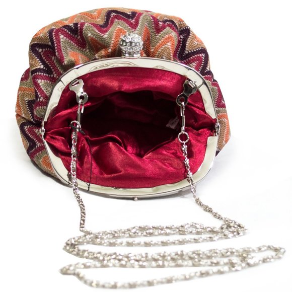 SASHA  Boho Orange Chevron Pattern Slouchy Bag - Picture 2 of 9